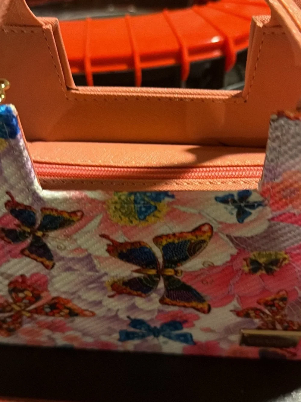 Coral & Pink Butterfly Print Tote Bag